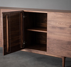 Mueble de TV de Madera Maciza de Nogal Negro Personalizable, Mesa Minimalista para Ahorrar Espacio en la Sala de Estar, con 5+ Cajones y Compartimentos - Product Image 4