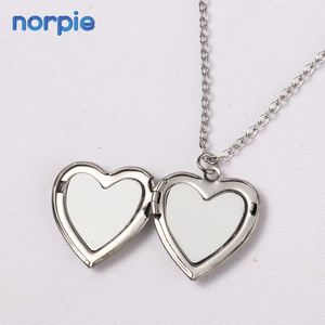 Sublimación corazón medallón colgante collar de acero inoxidable marco de fotos collar - Product Image 3