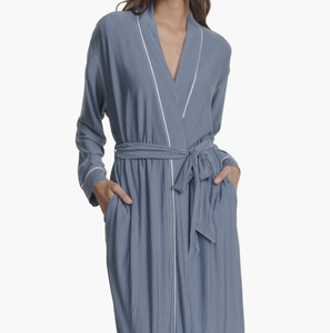 Peignoir en modal pour femme à col <span class=keywords><strong>kimono</strong></span>, doux et rayé, prix de gros usine, vêtements de nuit écologiques pour femmes - Product Image 2