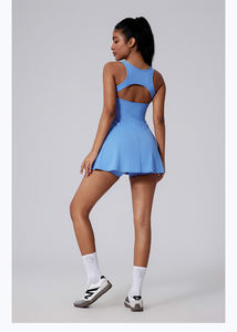 JY High Stretch Verão Tênis Vestido Sem Mangas Curto <span class=keywords><strong>2</strong></span> Peça Yoga Set Golf Workout Atlético Sports Clothing - Product Image 5