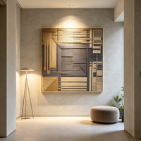 Art mural en relief 3D fait à la main, peinture géométrique abstraite texturée, décoration Wabi Sabi pour salon, hôtel