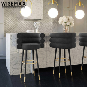 Uxury-muebles de salón para restaurante, taburete de <span class=keywords><strong>bar</strong></span> de tela de terciopelo con marco de metal para cocina y <span class=keywords><strong>bar</strong></span> - Product Image 2