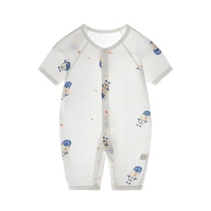 Combinaison bébé à manches courtes et jambes longues en coton fin pour l'été, vêtements unisexes pour nouveau-nés, vêtements légers et respirants - Product Image 5