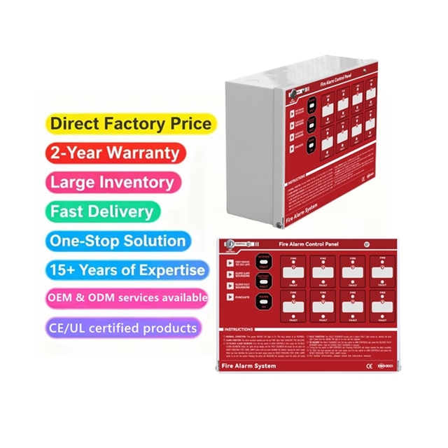 Fire Detection and Alarm System 8-Zone Conventional Control Panel with LED Display Screen AC 220V