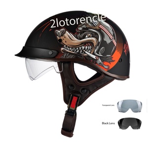 Casco <span class=keywords><strong>de</strong></span> Motocicleta para Hombre, Medio Casco con Lente Transparente Universal para Todas las Estaciones, Casco para Mujer - Product Image 2