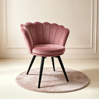 Fauteuil élégant en velours avec pieds en métal noir pour salon et chambre à coucher