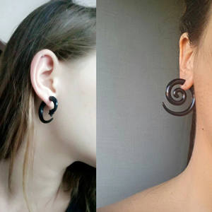 Set alat perenggang telinga akrilik Punk 10 16G, perhiasan tindik badan pembesar lubang telinga akrilik lancip Spiral terbuat dari baja tahan karat - Product Image 5