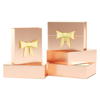 Boîte cadeau de luxe personnalisée en gros, grande, rose doré, pliable, pour cosmétiques, mariage, Noël, avec fermeture magnétique et ruban