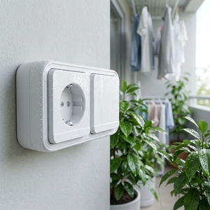 Enchufe Schuko Vertical de Primera Calidad con Interruptor de 1 Vía y 2 Posiciones, IP55 Impermeable, para Establos Ecuestres Suburbanos - Product Image 1