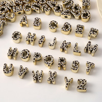 Kit de perles alphabet à gros trous imprimé léopard pour la fabrication de bijoux faits main, idéal pour les enseignants et les porte-clés