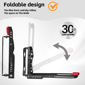 Support mural pliable pour vélo, gain de place, réglable, stationnement vertical, capacité de charge de 30 kg pour vélos de 24'' à 29'', pour la maison - Product Image 4