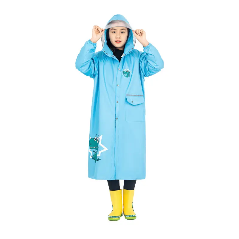 High Quality Bodysuit PVC Waterproof Raincoats For Kids Poncho Rain Coat Boots With School Bag For School Children 2023 Hot Sale