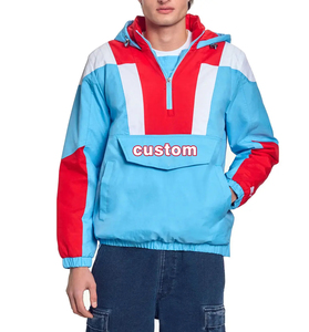 Vestes de basket-ball matelassées style universitaire patchwork rétro années 80 90, coupe-vent anorak en nylon color block personnalisé pour la course - Product Image 1
