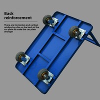 Chariot à plateforme pliable silencieux, robuste, en acier, pour outils, chariot à main, petit chariot à roulettes, bleu – Vente directe usine