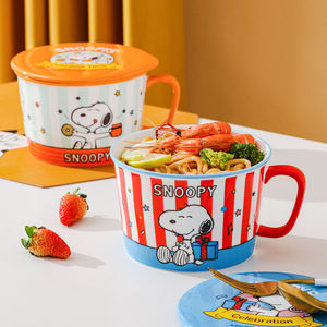 ชามบะหมี่กึ่งสำเร็จรูปสนูปปี้เซรามิกไมโครเวฟปลอดภัยความจุขนาดใหญ่ด้ามจับเดี่ยวดีไซน์การ์ตูนสำหรับของขวัญปาร์ตี้สำหรับเด็ก - Product Image 5