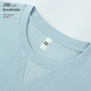 Оптовая продажа, повседневная трикотажная футболка из полиэстера с круглым вырезом и логотипом 200 грамм
