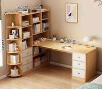 2025 nouveau bureau à domicile coin bureau d'ordinateur bureau en bois en forme de L avec tiroir et étagère