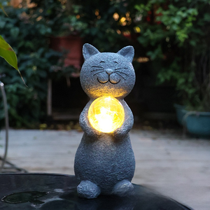 Lámpara Decorativa Solar LED para Jardín, Ecológica, con Diseño Pintado a Mano, de Resina, con Forma de <span class=keywords><strong>Gato</strong></span>, para Decoración de Patio - Product Image 1