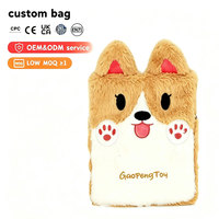 Funda de Peluche Personalizada para Laptop con Diseño de Corgi, Funda Protectora Suave y Esponjosa para Tablet de 11 Pulgadas con Cierre, Ideal como Regalo Personal