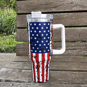 USA <strong>UK</strong> Flag Vacuum Stainless Steel Cup with Handle and Straw 40 OZ <strong>Large</strong> Capacity Portable Camp Travel Insulated Tumbler - Product Image 4