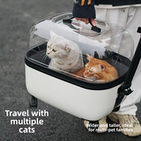 Poussette pliable pour animaux de compagnie, grande capacité 73L pour 2+ chats, petits chiens, transporteur de voyage, roues avec frein, toutes saisons, matériau PC, batterie externe