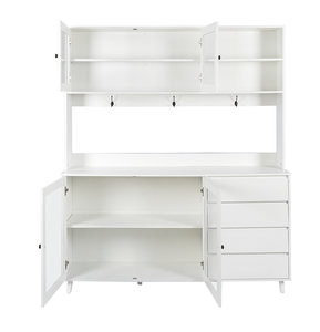 Large Modern Solid Wood <b>Kitchen</b> Hutch Cabinet Freestanding <b>Pantry</b> Storage Cupboard with 4 Doors for Dining - Product Image 4