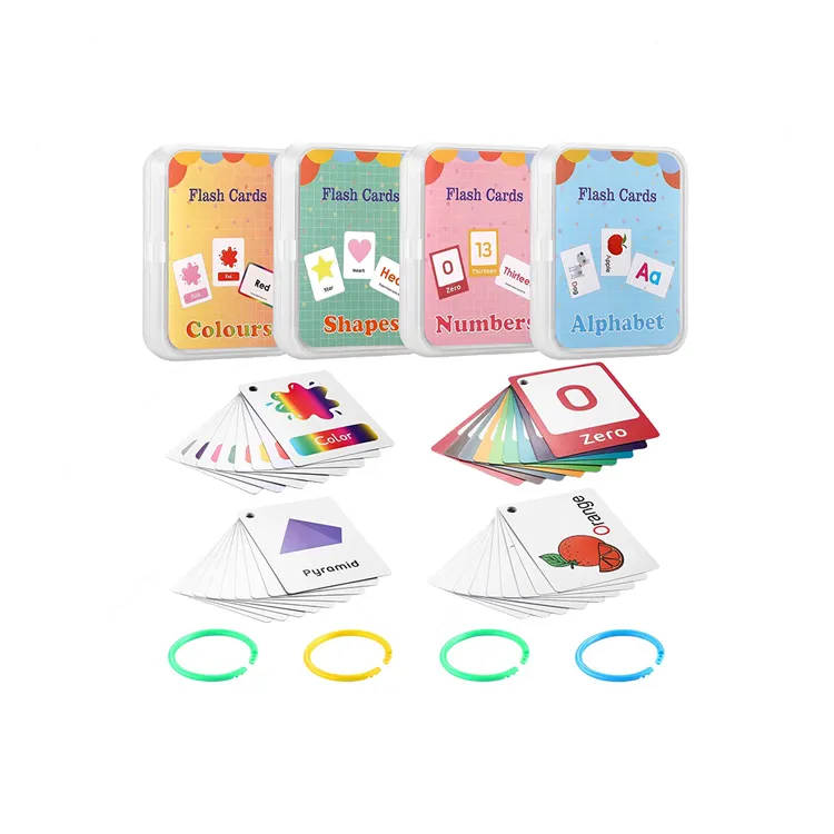 Colori laminati personalizzati forme numero di alfabeto schede Flash educative in età prescolare per bambini