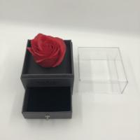 Boîte en acrylique pour emballage de bijoux, collier, avec fleur de savon et sac cadeau, en stock