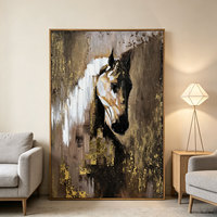 Peinture à l'huile abstraite moderne texturée faite à la main sur toile encadrée avec cadre marron clair pour la décoration murale à la maison