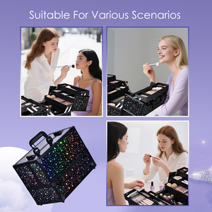 Portable <b>Makeup</b> <b>Case</b> Organizer with 6 Adjustable Trays Professional Artist Cosmetic Box for <b>Makeup</b> Artist Nail Technician - Product Image 6