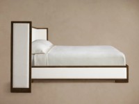 Lit de Luxe Moderne en Bois Massif avec Tête de Lit Rembourrée et Capitonnée pour Chambres Parentales et Villas de Luxe