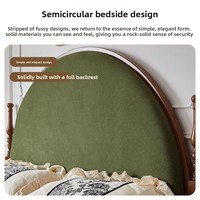 Lit double design vintage HORIZON FTL-BED1 de style français en bois massif avec assemblage à tenons et mortaises et revêtement en tissu – Lit de maître