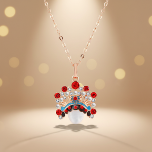 Collar con máscara de ópera de Pekín, collar con personaje de dibujos animados plateado con incrustaciones de diamantes, accesorios nuevos hechos a mano con piedra natural de estilo chino para mujer - Product Image 5
