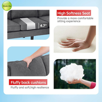 Canapé en tissu professionnel en forme de L avec chaise détachable et pieds en bois massif pour salon domestique