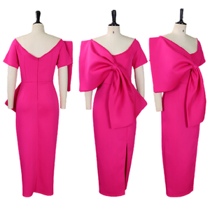 D395 Nouvelle Collection <span class=keywords><strong>Robe</strong></span> de <span class=keywords><strong>Soirée</strong></span> Sexy pour Femme avec Grand Nœud et Fente, Modèle Cache-cœur, pour Fêtes et Cérémonies - Product Image 5