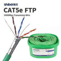 Câble FTP CAT5e professionnel 24AWG vert 1000 Mbps avec blindage en aluminium, câble RJ45 pour ordinateur portable, câble Ethernet Cat 5e, câble LAN Cat5e