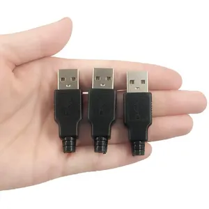Conector de enchufe tipo A macho USB de 4 pines con cubierta de plástico negro para bricolaje