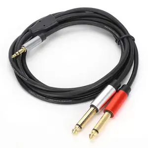 Produttori all'ingrosso cavo adattatore per tastiera elettronica da 6.35mm cavo Audio da 3.5 a doppia scheda 6.5 adattatore a un punto a due