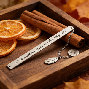 Stainless Steel Engraved <b>Bookmark</b> With Feather Pendant Silver Classic Reusable <b>Bookmarks</b> For Teacher Gift - Product Image 1
