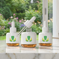 Flacon compte-gouttes PET court et large de 50 ml à base épaisse pour sérum, huile essentielle, emballage cosmétique et soins de la peau