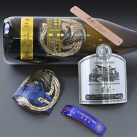 Etiquetas Personalizadas con Diseño en Relieve 3D Dorado, Etiquetas de Alta Calidad Resistentes al Agua para Vino, Whisky, Perfume, Cerveza y Bebidas