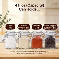 Frascos de Vidrio Herméticos para Especias - Frascos Transparentes con Tapa de Clip de 4oz/2oz, Herméticos y Resistentes a la Humedad para Especias, Hierbas, Sal y Pimienta de Cocina