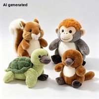 Série d'animaux en peluche : Tortue, Ovipède, Écureuil, Singe à bec, Jouets et poupées en peluche en polyester pour les 14 ans et plus