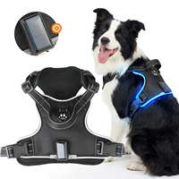 Nouveauté : Harnais de sécurité pour chien de luxe, respirant, réglable, réfléchissant, sans traction, avec éclairage LED solaire et rechargeable par Type-C