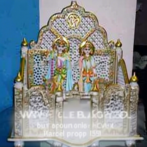 Painted Religious Indian Pure Makrana Marble Pooja <b>Mandir</b> Figurine - Product Image 1
