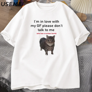 T-shirts amusants « I'm in Love with My GF » pour hommes, en coton, coupe ample, col rond, manches courtes, pour couples - Product Image 2