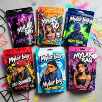Sachets Mylar personnalisés de 3,5 g, style ZA Pack, emballage en feuille imprimé sur mesure, sachets refermables à fond plat pour bonbons et snacks