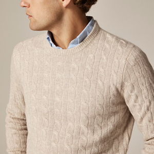 Maglione da <span class=keywords><strong>Uomo</strong></span> Personalizzato <span class=keywords><strong>Slim</strong></span> Fit con Collo Rotondo, Lavorazione a Trecce, Traspirante in Cashmere, Tinta Unita - Product Image 1