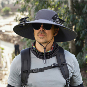 Người Đàn Ông Của Kích Thước Lớn Nhanh Chóng-Khô Mặt Trời <span class=keywords><strong>Hat</strong></span> Cắm Trại Ngoài Trời Đi Bộ Đường Dài Câu Cá Năng Lượng Mặt Trời Sạc Ngư Dân <span class=keywords><strong>Hat</strong></span> Rộng Brim Xách Tay Mặc Người Quạt - Product Image 3