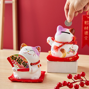 Décoration d'intérieur en gros, style <span class=keywords><strong>japonais</strong></span>, <span class=keywords><strong>chat</strong></span> porte-bonheur en céramique, <span class=keywords><strong>tirelire</strong></span> en céramique - Product Image 1